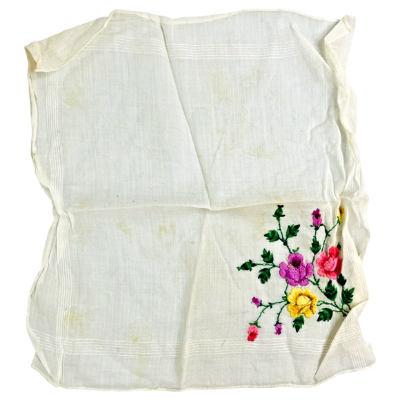 Vintage Handkerchief Lot Buy it Now 5 Embroidered Crochet Solid Floral Pink READ - Picture 5 of 16